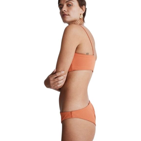 Madewell Bikini Set Convertible Ribbed Lined Bandeau Cheeky Sz S Coral N… - Picture 4 of 13